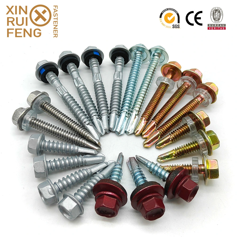 Self-Drilling Colored Screws Washer Hex Head Self Drilling Roofing Screw Galvanized Self Drilling Screws